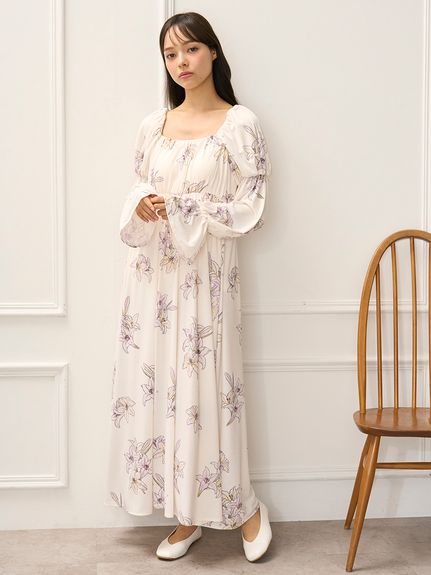 MUCHA】リリー柄カップインワンピース(ワンピース)｜ルーム