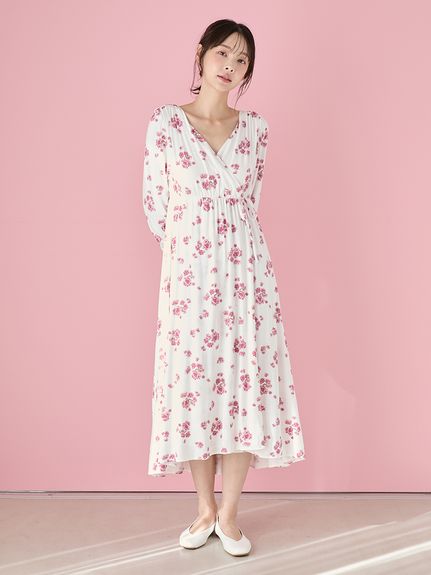 【匿名配送♡新品未開封】ジェラートピケ 長袖 ワンピース ボーダー ピンク ジェラートピケ ルームウェア パウダーボーダーワンピース PWNO235034