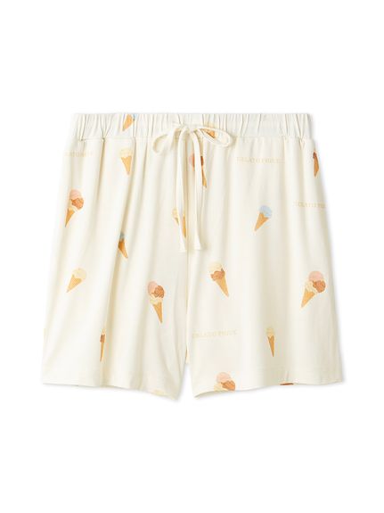 ジェラートピケ【接触冷感】プレイフルアイス柄Tシャツ ショートパンツセット 接触冷感】プレイフルアイス柄Tシャツ(カットソー・Tシャツ