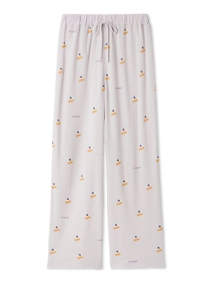 モチーフ3柄ワッフルロングパンツ(ロングパンツ)｜ルームウェア