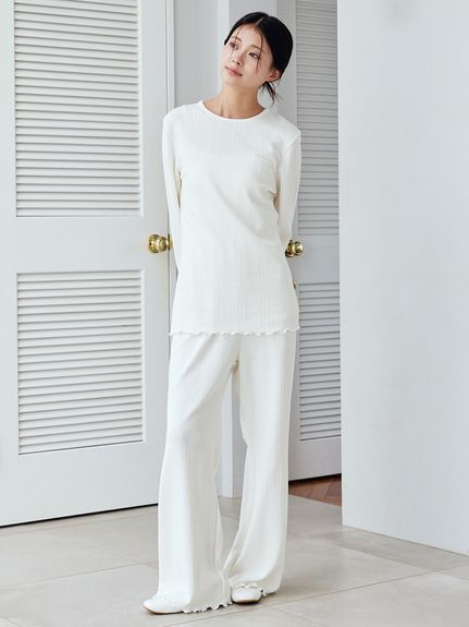 ハートふくれジャガードロングパンツ(ロングパンツ)｜ルーム