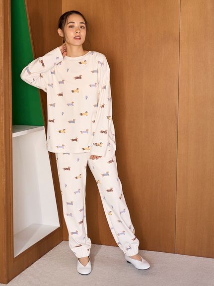 ダックスフンド柄ロングパンツ(ロングパンツ)｜ルームウェア・パジャマ