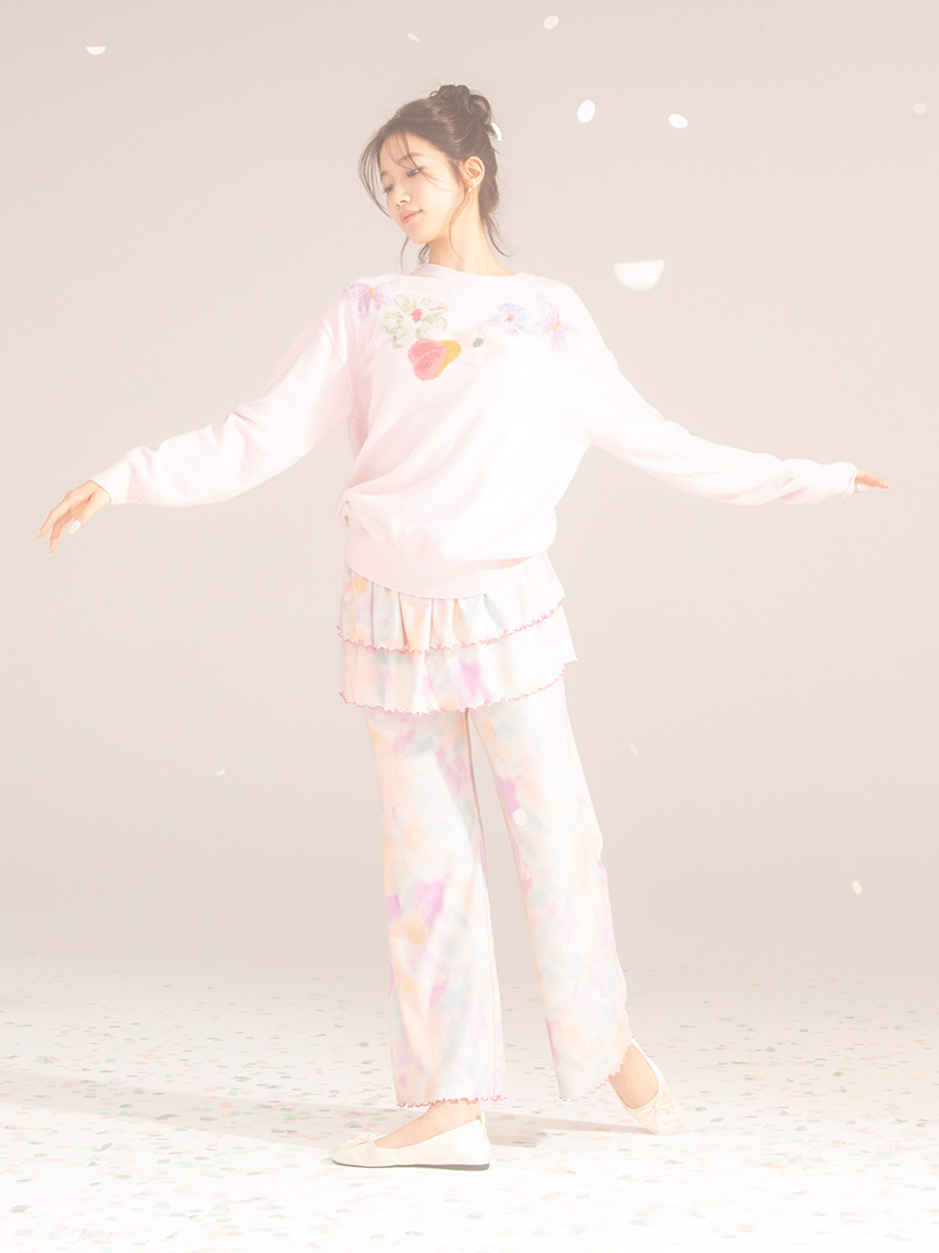 kansai yamamoto】【レディース】リブフリルロングパンツ(ロングパンツ kansai yamamoto】【レディース】リブフリルロングパンツ(ロングパンツ