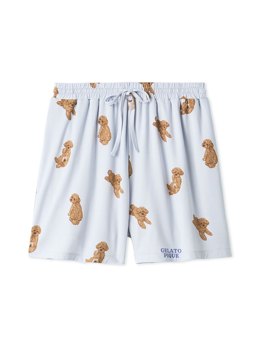 【新品】ジェラートピケ　ドッグワンポイントTシャツ& ドッグ柄ショートパンツ ドッグワンポイントTシャツ(カットソー・Tシャツ)｜ルームウェア