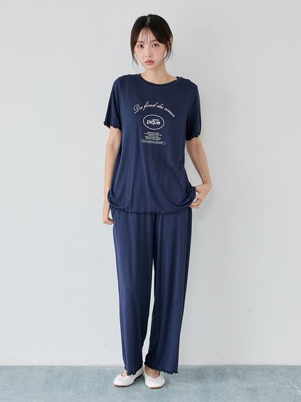 ジェラートピケ レーヨンロゴメロー Tシャツ ロングパンツ レーヨンロゴメローロングパンツ(ロングパンツ)｜ルームウェア
