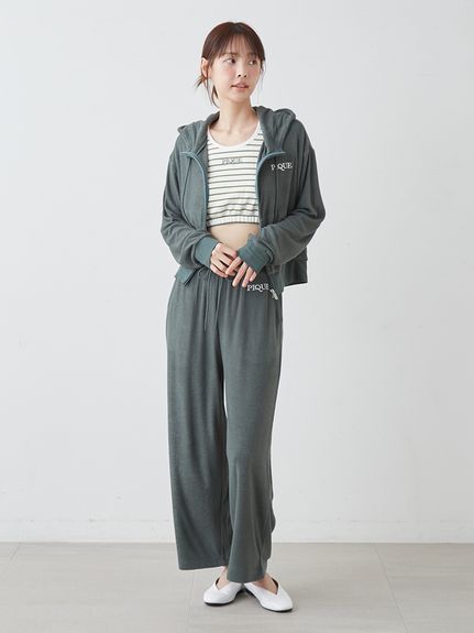 【完売品】gelato piqueベロアロンT＆ベロアパンツセット　グレー 接触冷感】【UVカット】パイルロングパンツ(ロングパンツ)｜ルーム