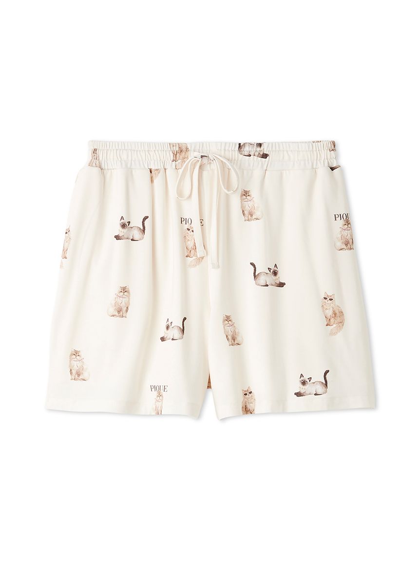 接触冷感】ファッションCATS&DOGS柄ショートパンツ(ショートパンツ