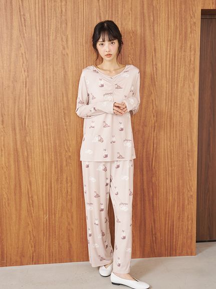 キャット柄ロングパンツ(ロングパンツ)｜ルームウェア・パジャマ通販の