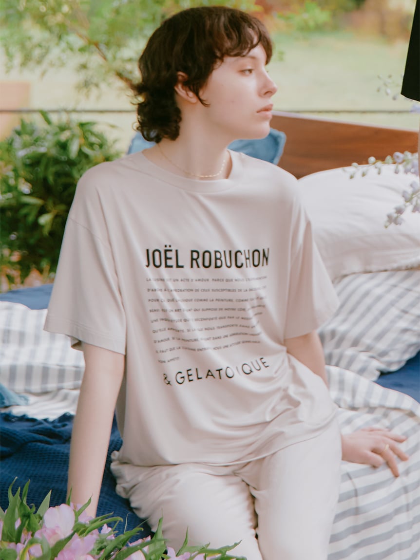 【接触冷感】【JOEL ROBUCHON】レーヨンロゴTシャツ(BEG-F)