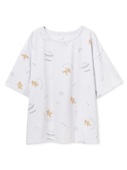 ウォッシングベア柄Tシャツ(BLU-F)