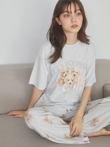 トイプードルワンポイントTシャツ(GRY-F)