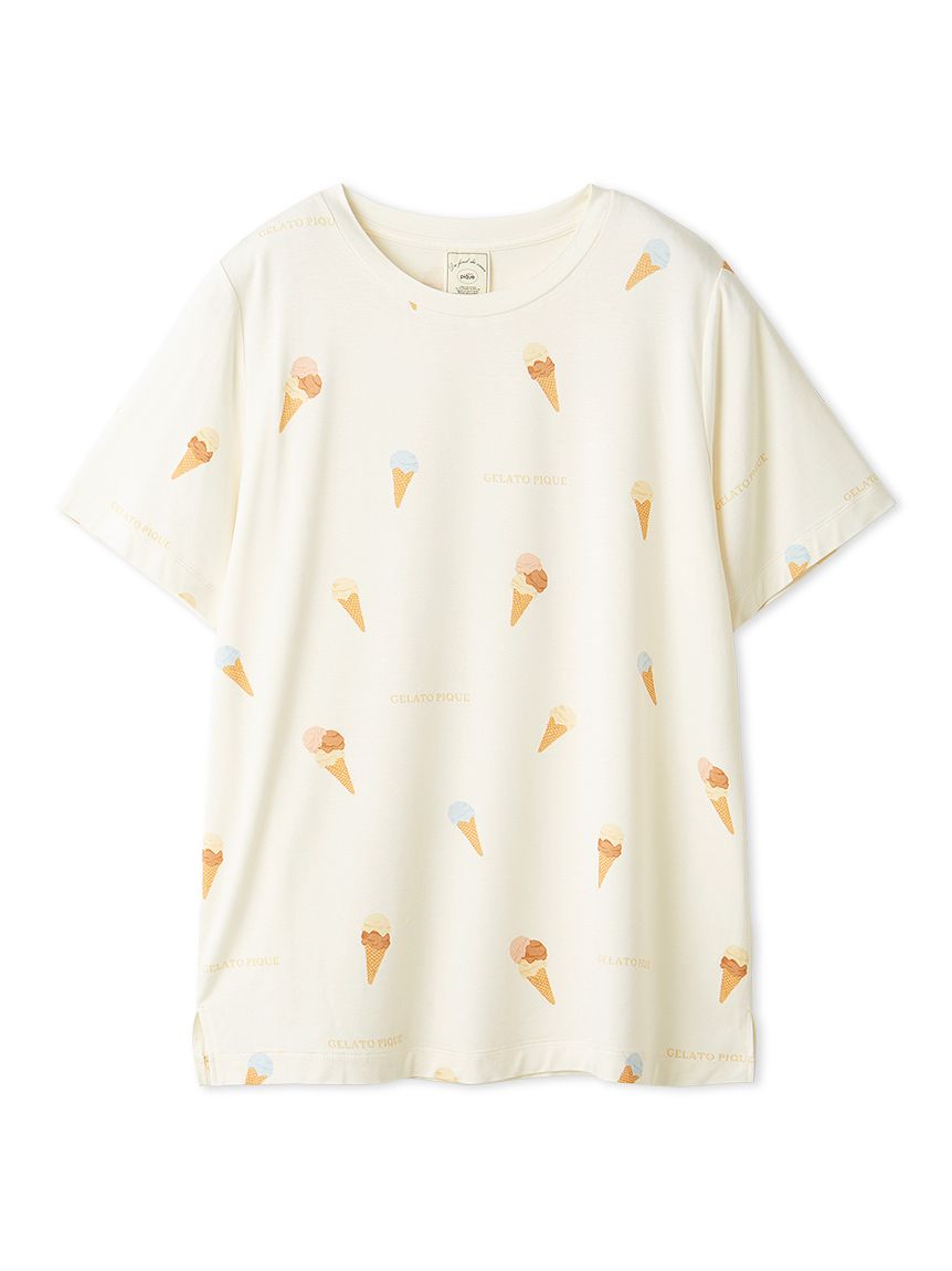 接触冷感】プレイフルアイス柄Tシャツ(カットソー・Tシャツ 接触冷感】プレイフルアイス柄Tシャツ(カットソー・Tシャツ