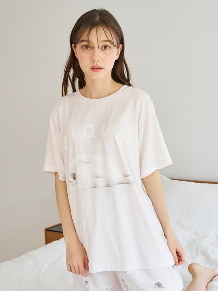 接触冷感】あざらしワンポイントTシャツ(カットソー・Tシャツ