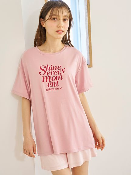接触冷感】ロゴTシャツ&リブショートパンツセット(カットソー・T
