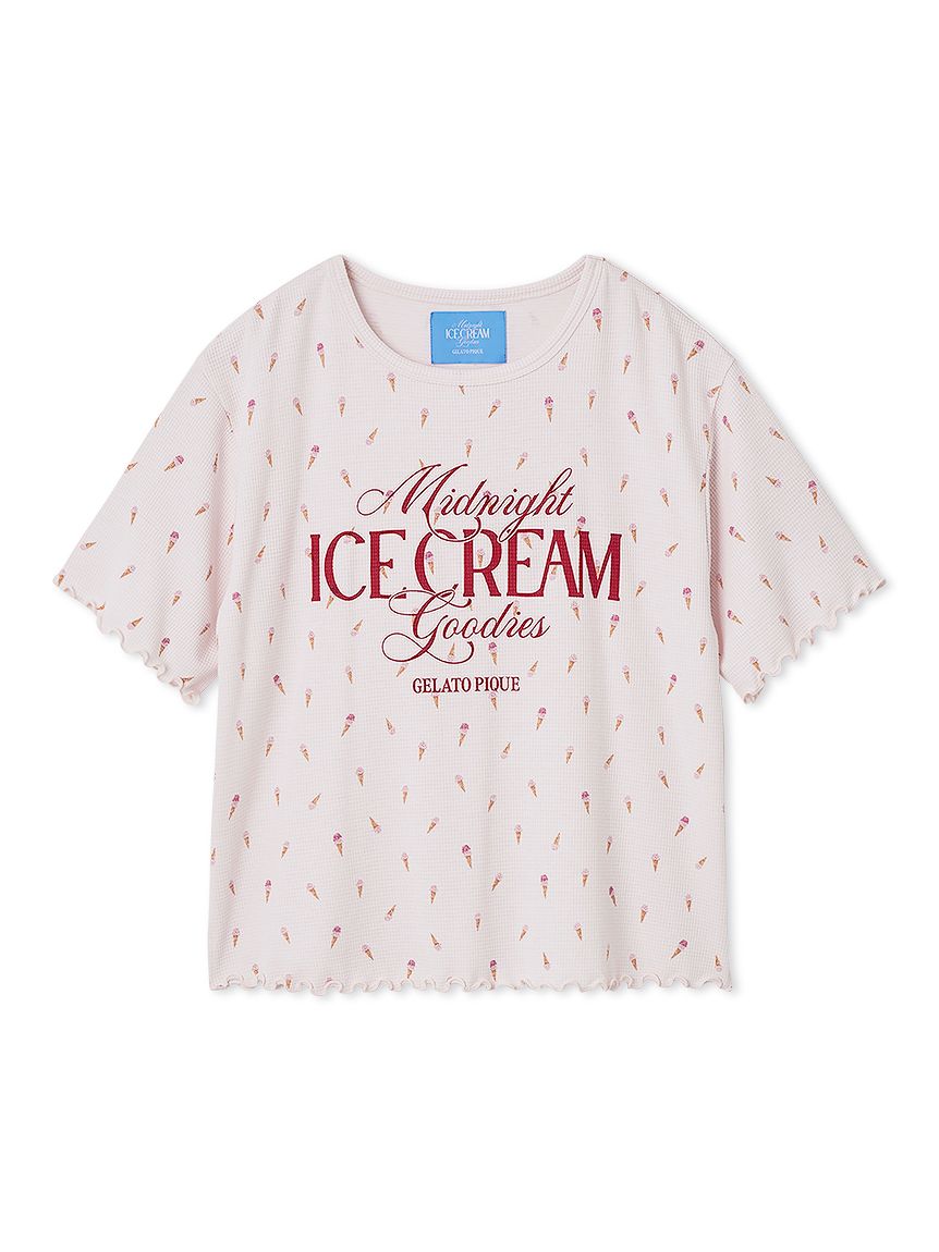 接触冷感】アイス柄ワッフルプルオーバー(カットソー・Tシャツ