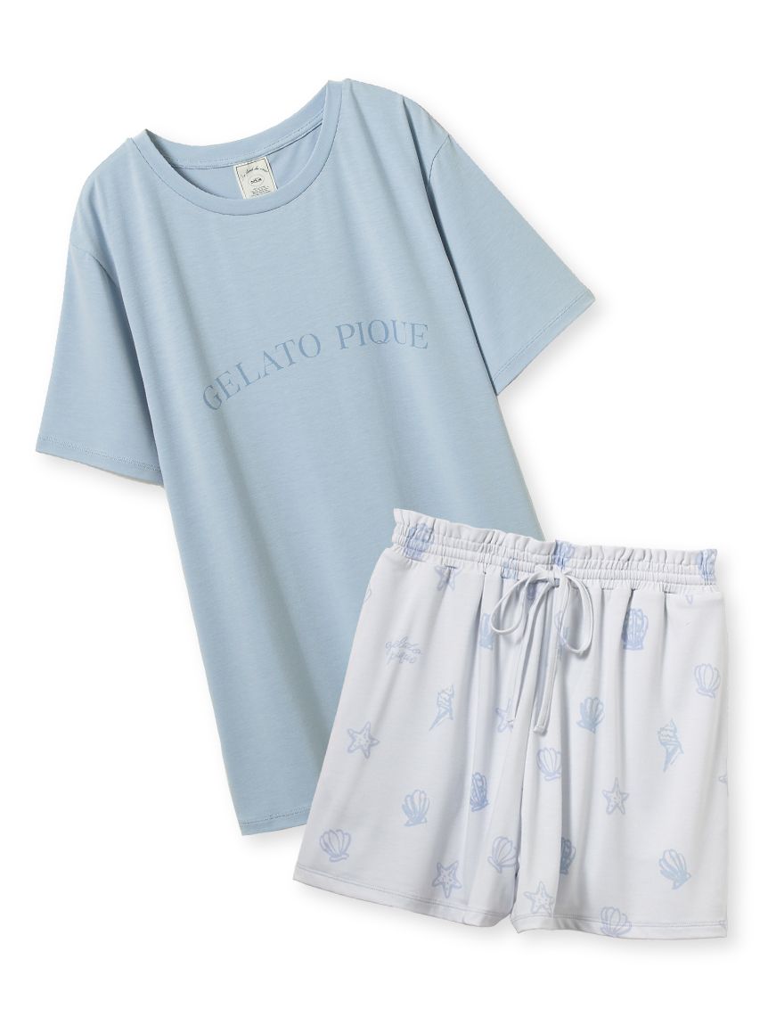 クリスマスツリー特価！ 接触冷感】モチーフ4柄ワンポイントTシャツ&ショートパンツ ルームウェア・パジャマ