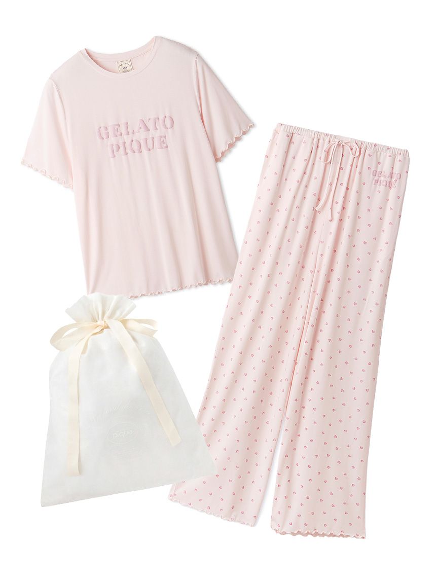 ラッピング済み】【接触冷感】ロゴメローTシャツ&ハート柄ロング