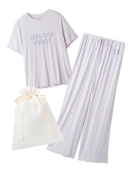 ジェラートピケ♡小花柄ロングTシャツ&ロングパンツSET