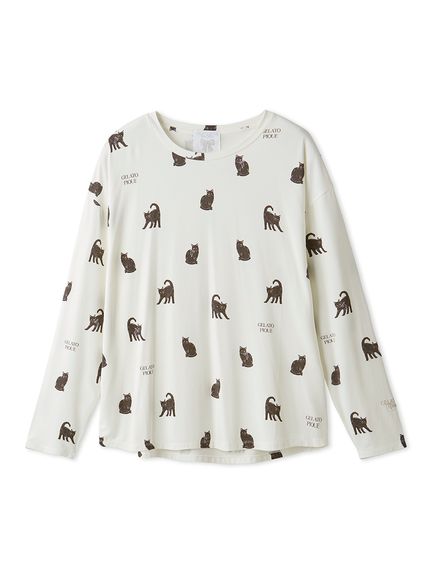 【新品未使用】ジェラートピケ　猫&ハート　Tシャツ&総柄ロングパンツ 新品未使用】ジェラートピケ 猫&ハート Tシャツ&総柄ロングパンツ