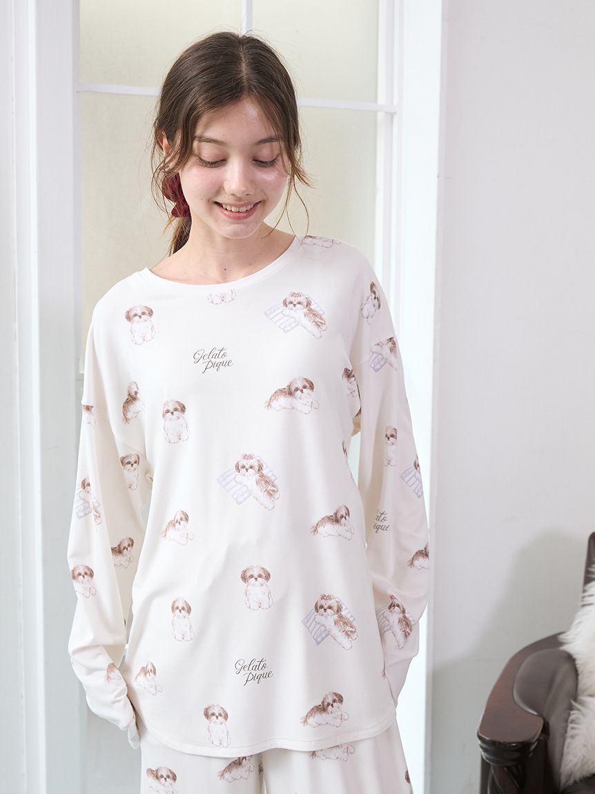 シーズー柄ロンT(カットソー・Tシャツ)｜ルームウェア・パジャマ