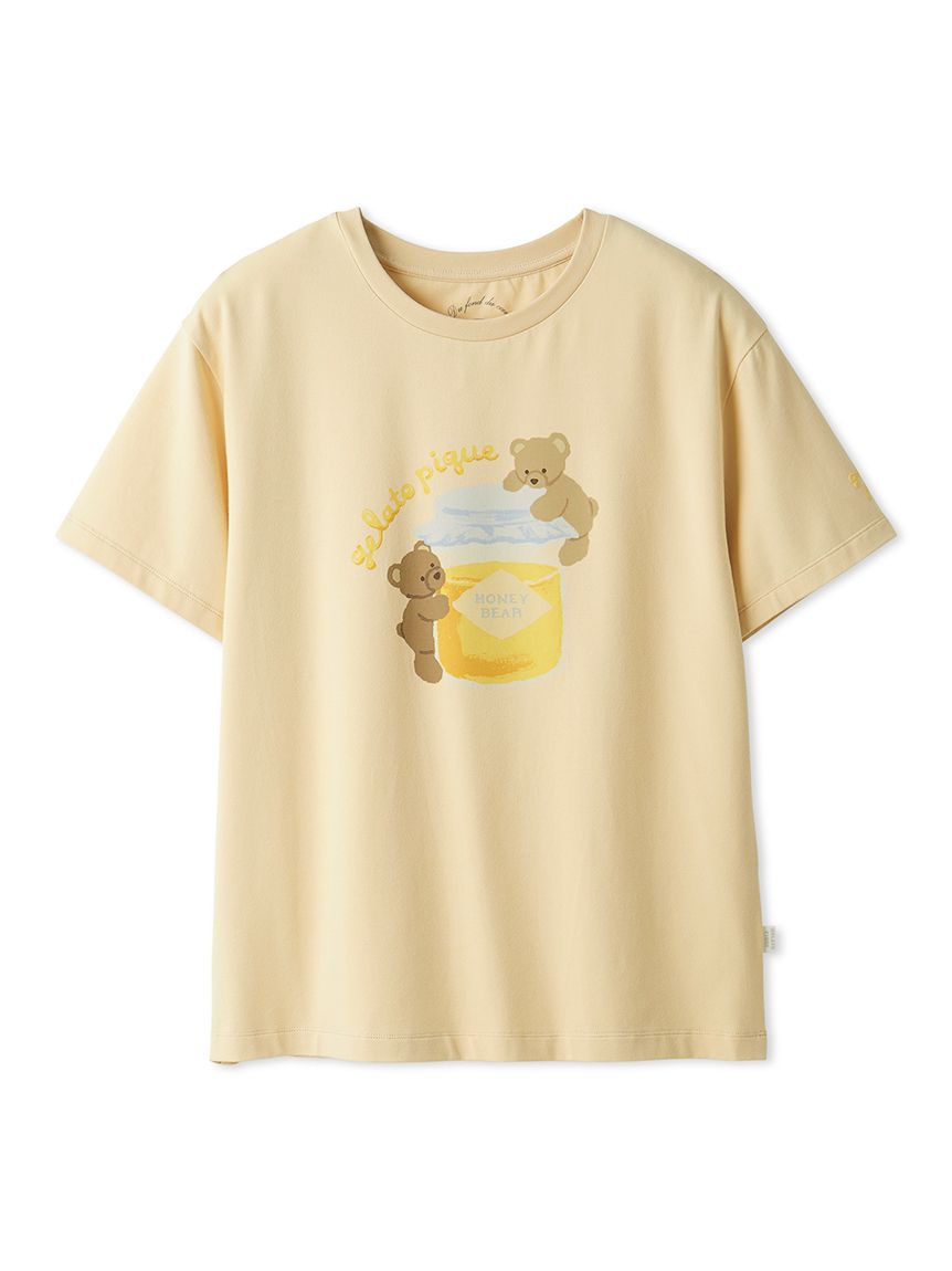 【新品】ジェラートピケ　はちみつベア柄Tシャツ&ロングパンツセット 新品】ジェラートピケ はちみつベア柄Tシャツ&ロングパンツ