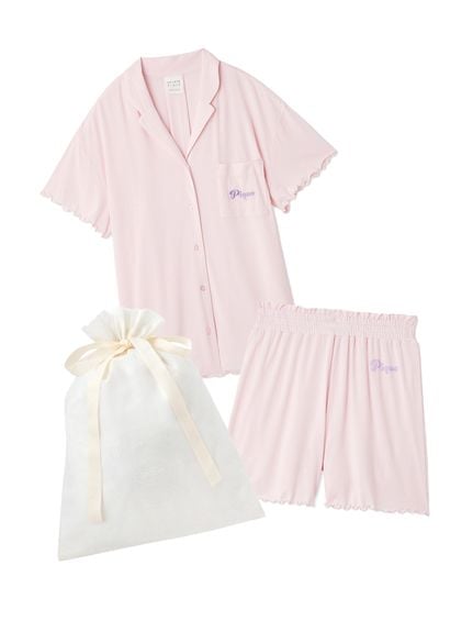 ジェラートピケ　ピンクホワイトストライプ パジャマセット Sleep】先染めストライプ 2点セット（シングル）(寝具セット
