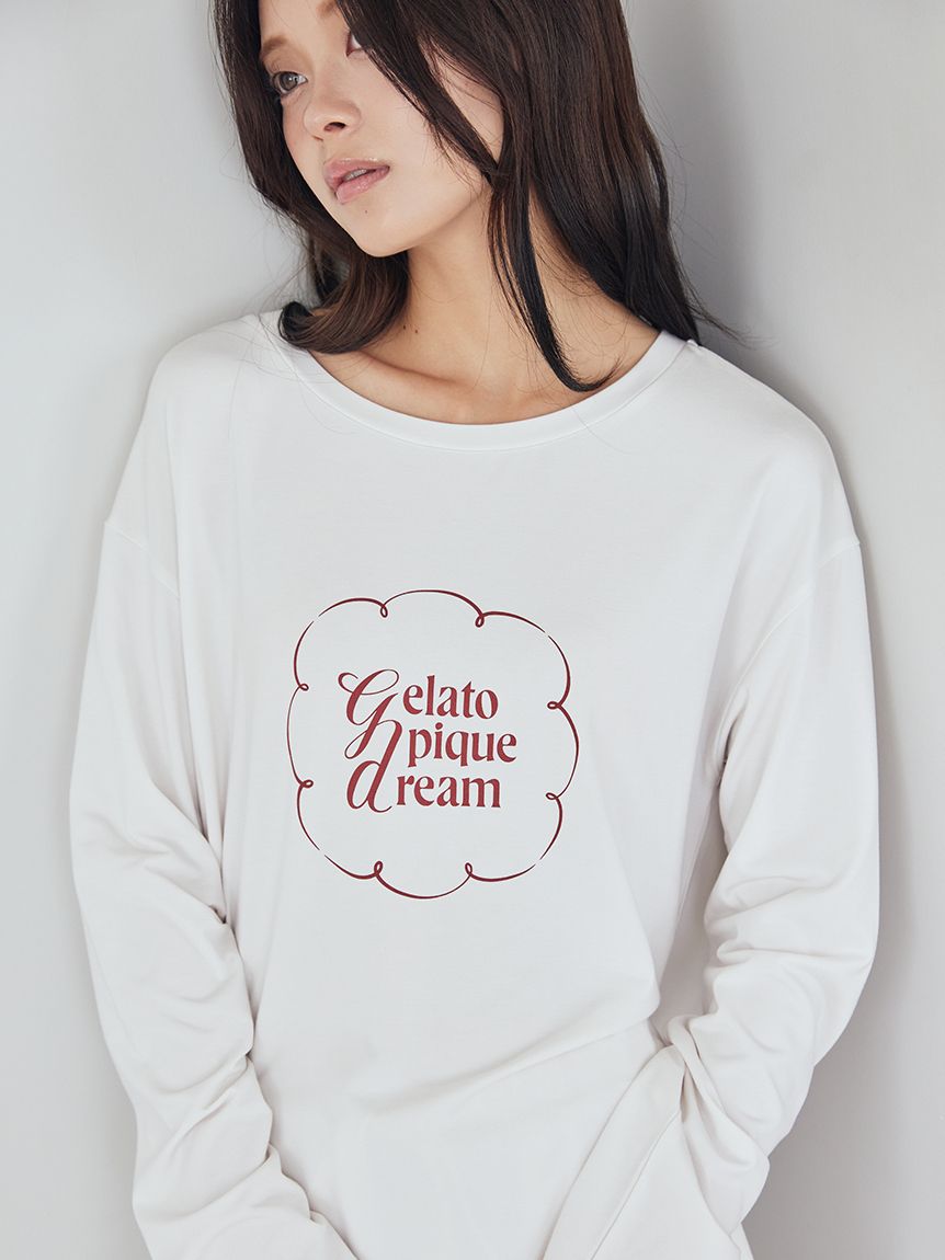 値下げ新品 タグ付 ジェラートピケ Oui,レーヨンロゴロンT パンツセット F ☆新品タグ付☆gelatopique Qui,レーヨンロゴロンT＆ロングパンツ