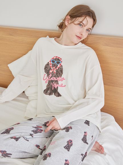 スカーフDOGワンポイントロンT(カットソー・Tシャツ)｜ルームウェア