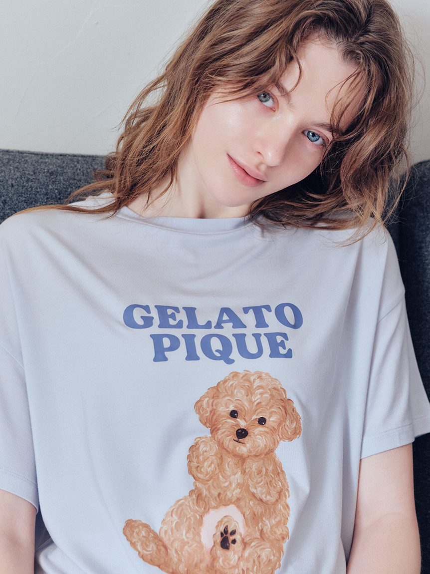 ドッグワンポイントTシャツ(カットソー・Tシャツ)｜ルームウェア
