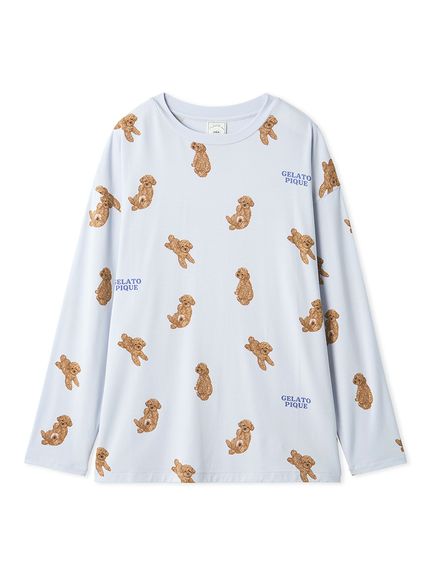 ジェラートピケ シーズー柄ロンT ロングTシャツ ルームウェア 新品 ドッグ犬柄 シーズー柄ロンT(カットソー・Tシャツ)｜ルームウェア・パジャマ通販の