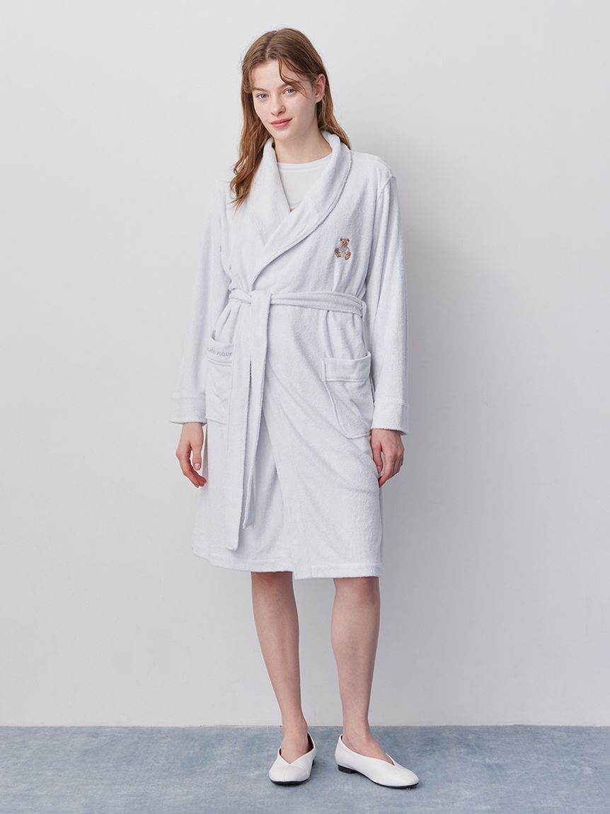 吸水パイルベア刺繍ガウン(カーディガン・ガウン)｜ルームウェア