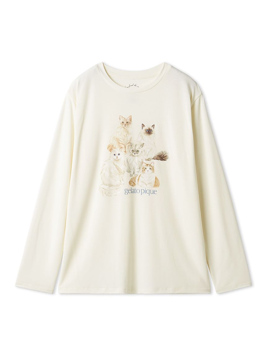 キャットワンポイントロンT(カットソー・Tシャツ)｜ルームウェア