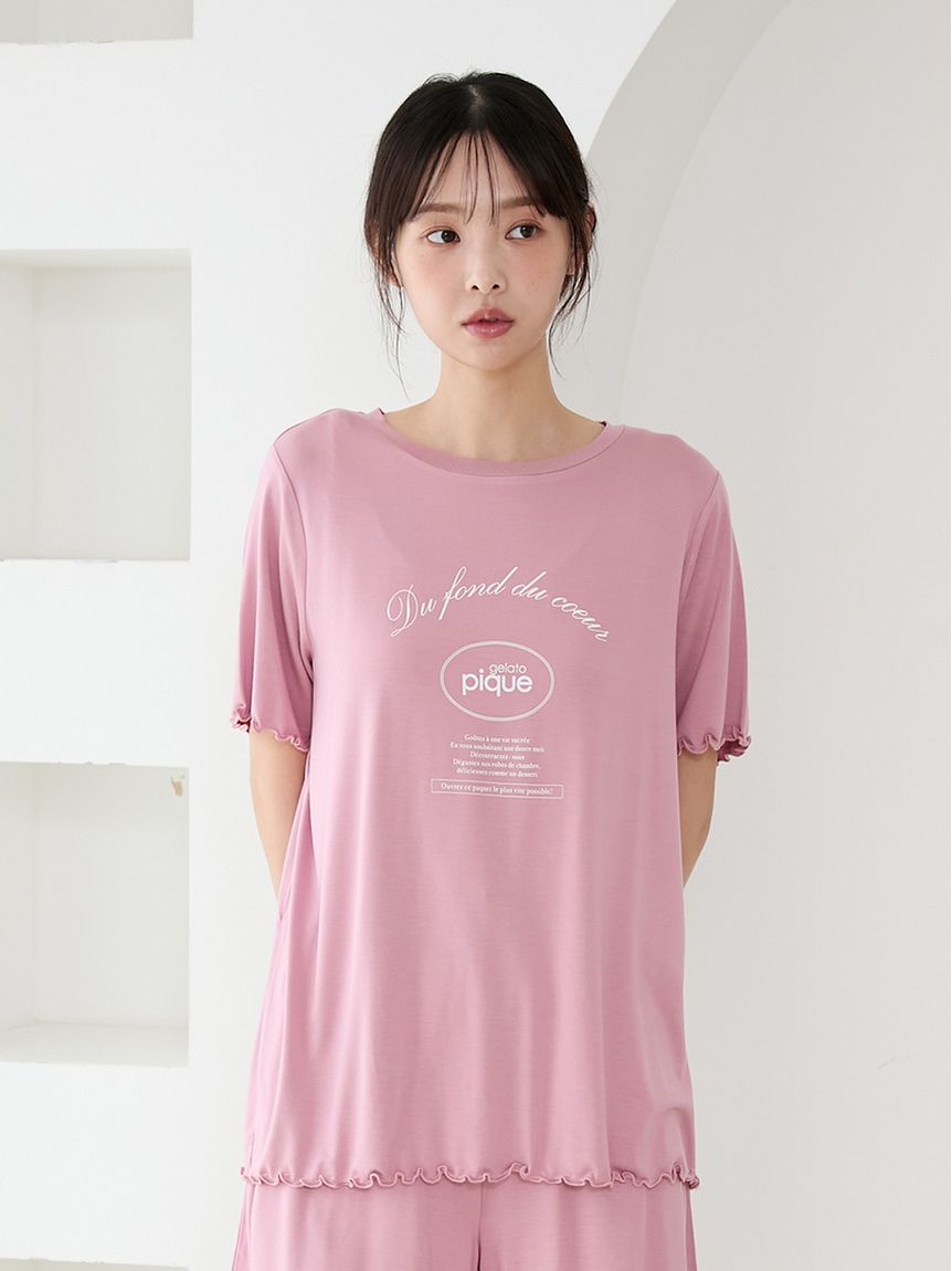 レーヨンロゴメローTシャツ(カットソー・Tシャツ)｜ルームウェア