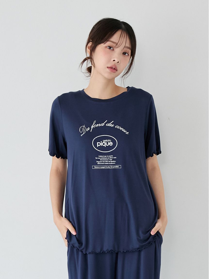 ジェラートピケ レーヨンロゴメロー Tシャツ ロングパンツ レーヨンロゴロングパンツ(ロングパンツ)｜ルームウェア・パジャマ通販