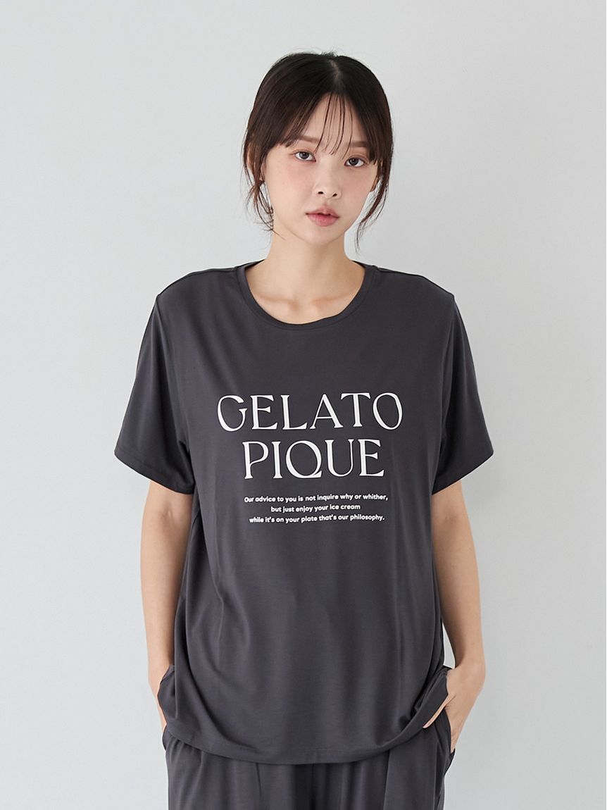 レーヨンロゴTシャツ(カットソー・Tシャツ)｜ルームウェア・パジャマ