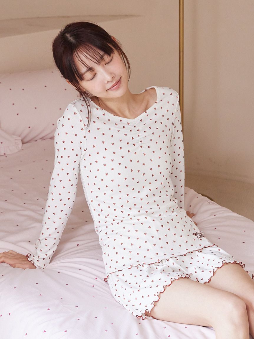 針抜きハート柄プルオーバー(カットソー・Tシャツ)｜ルームウェア