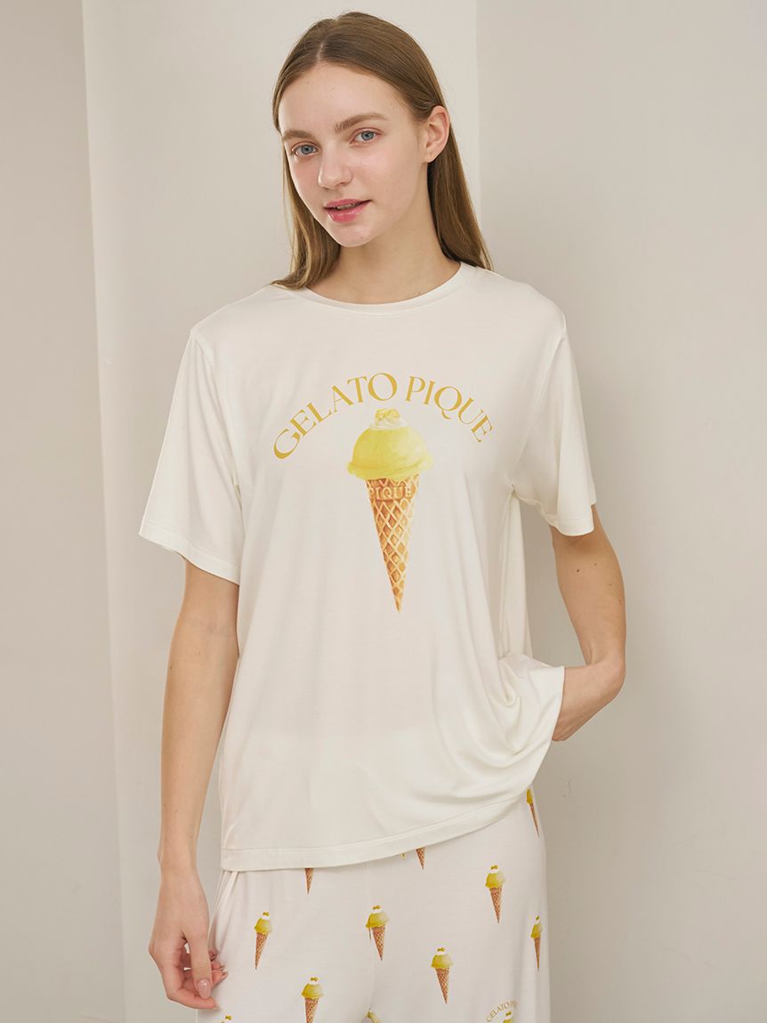 接触冷感】ソルベワンポイントTシャツ(カットソー・Tシャツ)｜ルーム