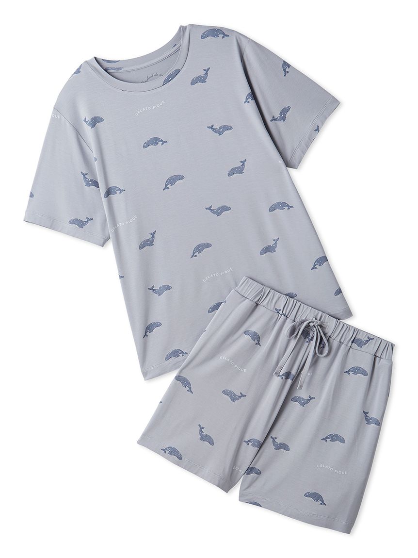 接触冷感】サマーモチーフ4柄Tシャツ&ショートパンツセット(ショート