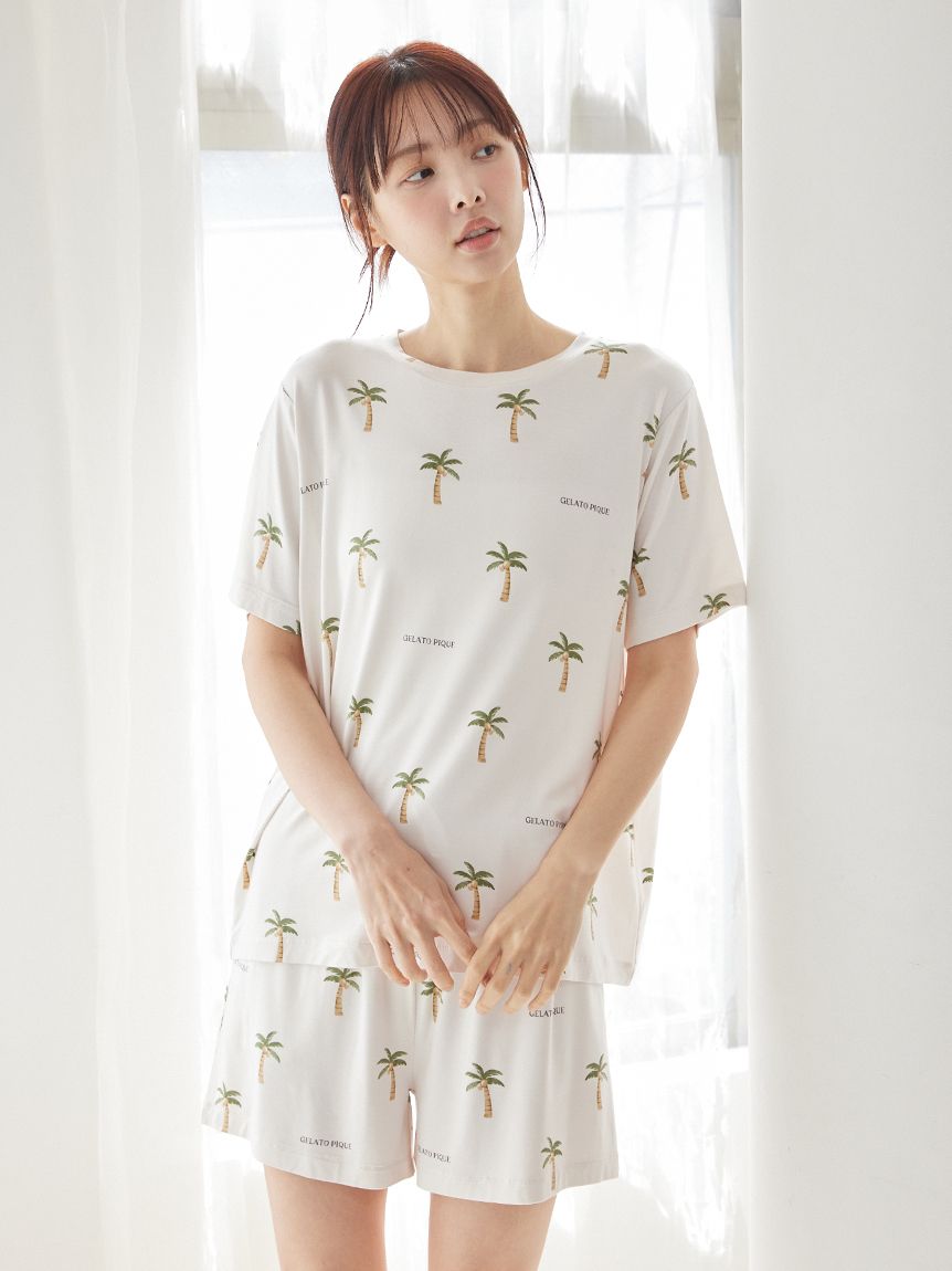 接触冷感】サマーモチーフ4柄Tシャツ&ショートパンツセット(ショート