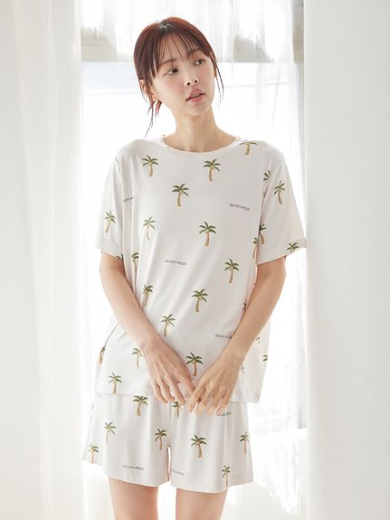 T　904545サイドアクリルサマーセール品 接触冷感】サマーモチーフ4柄Tシャツ&ショートパンツセット(ショート