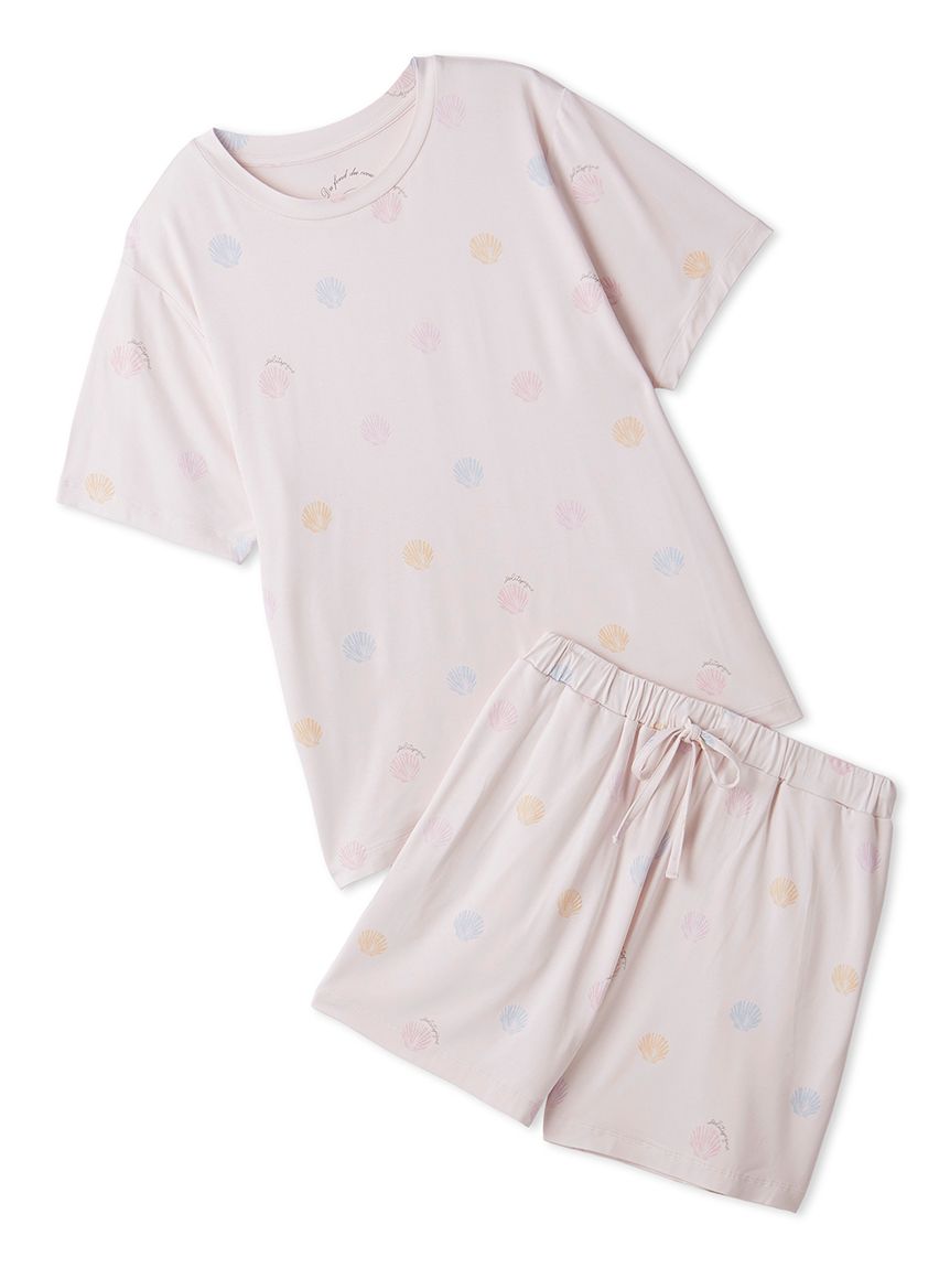 接触冷感】サマーモチーフ4柄Tシャツ&ショートパンツセット(ショート