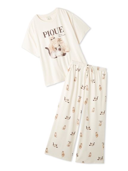 ONLINE限定】【接触冷感】ファッションCATS&DOGS ワンポイントTシャツ