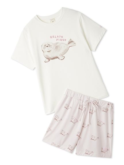 ONLINE限定】【接触冷感】シーアニマル柄ワンポイントTシャツ&ショート