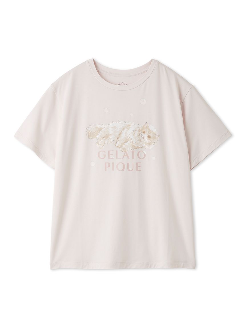 抗菌防臭】バスタイムCATワンポイントTシャツ(カットソー・Tシャツ