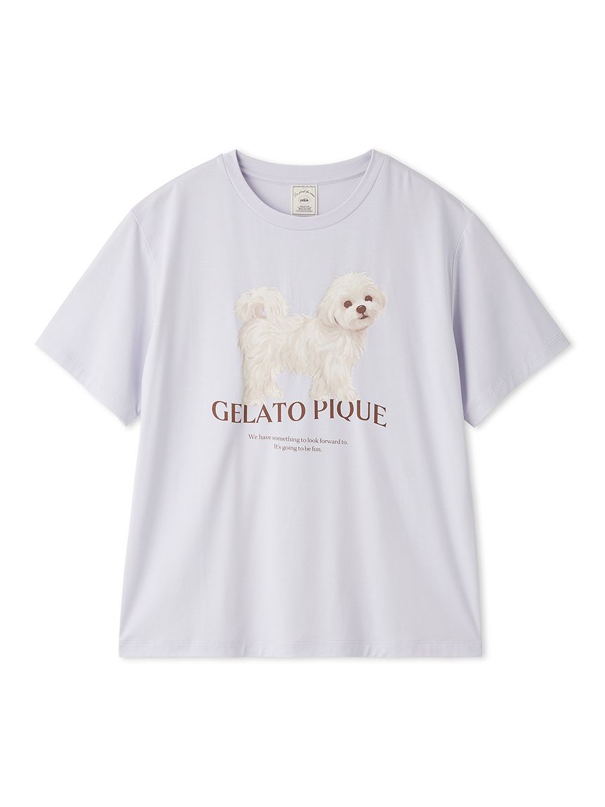 UVカット】お散歩ドッグワンポイントTシャツ(カットソー・Tシャツ