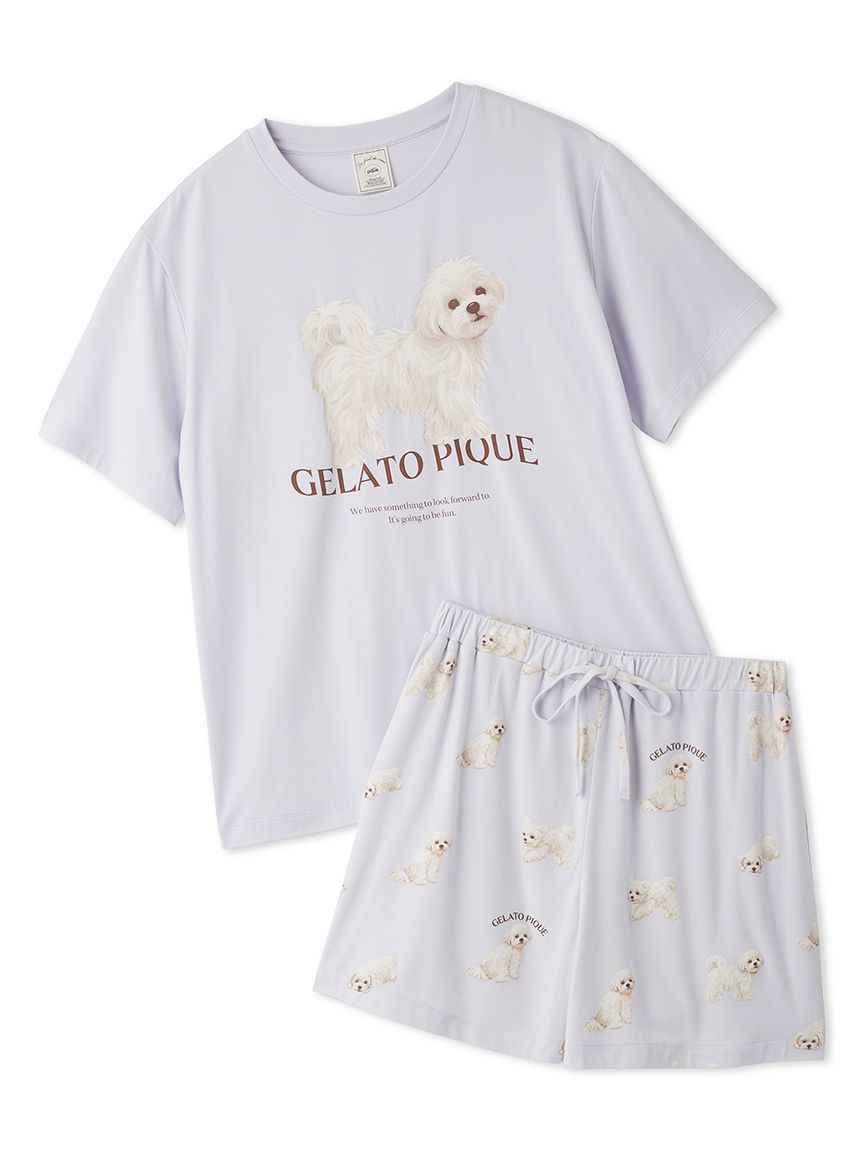 ONLINE限定】【接触冷感】【UVカット】お散歩ドッグワンポイントT