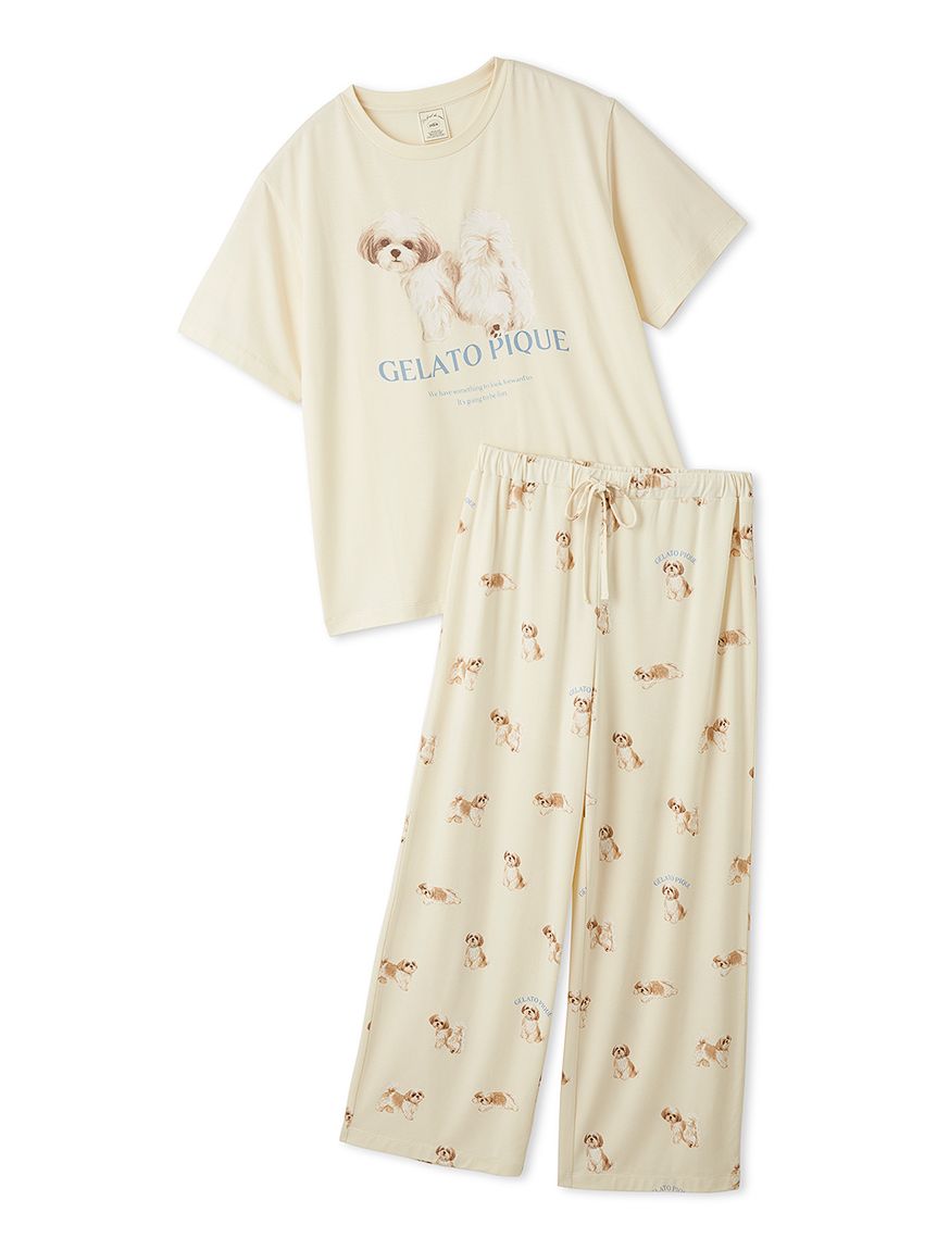 ONLINE限定】【接触冷感】【UVカット】お散歩ドッグワンポイントT