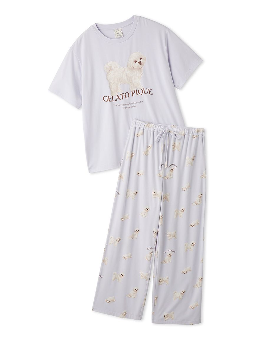 ONLINE限定】【UVカット】お散歩ドッグワンポイントTシャツ&ロング ONLINE限定】【UVカット】お散歩ドッグワンポイントTシャツ&ロング