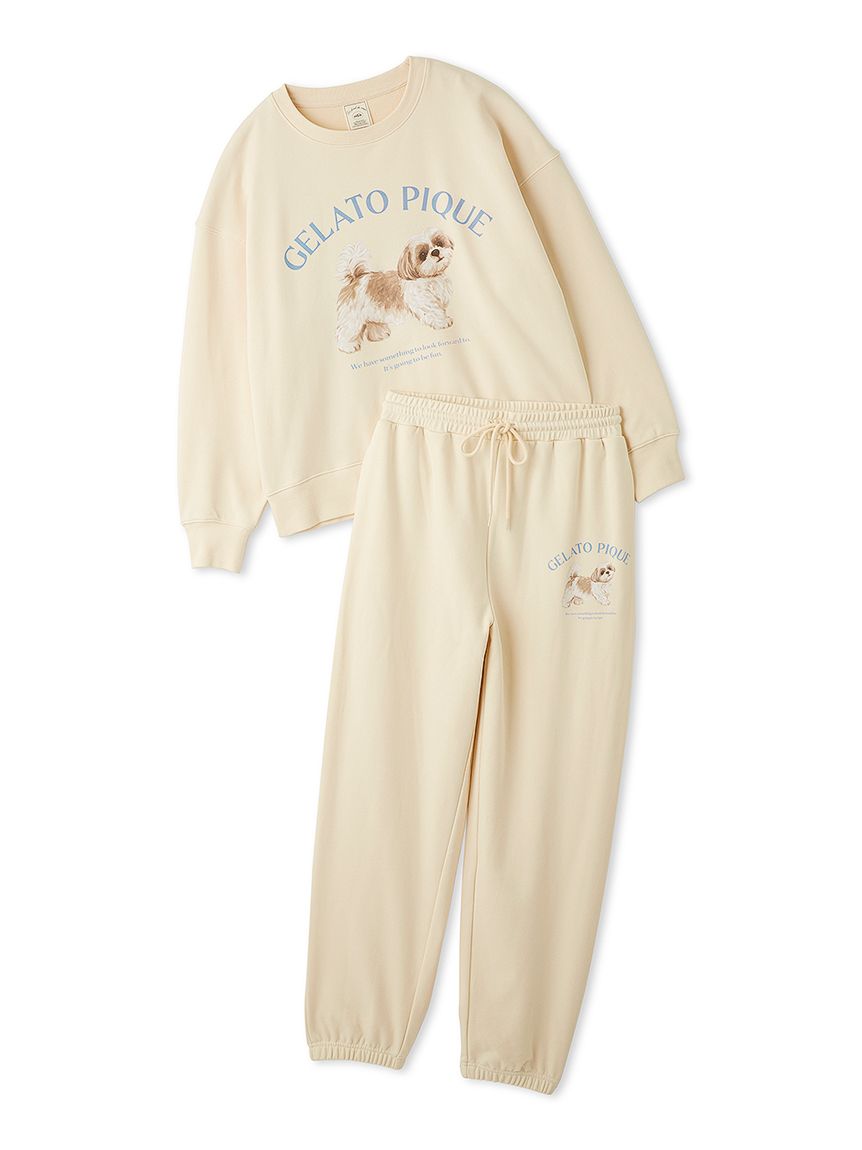 ONLINE限定】【UVカット】お散歩ドッグワンポイント裏毛プルオーバー