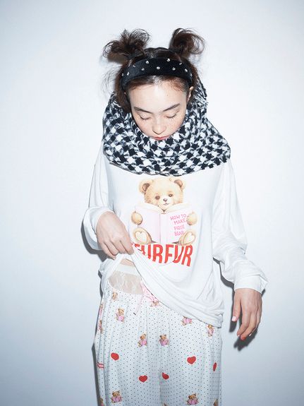 FURFUR×gelato pique】ベアプリントロングスリーブTシャツ(カットソー